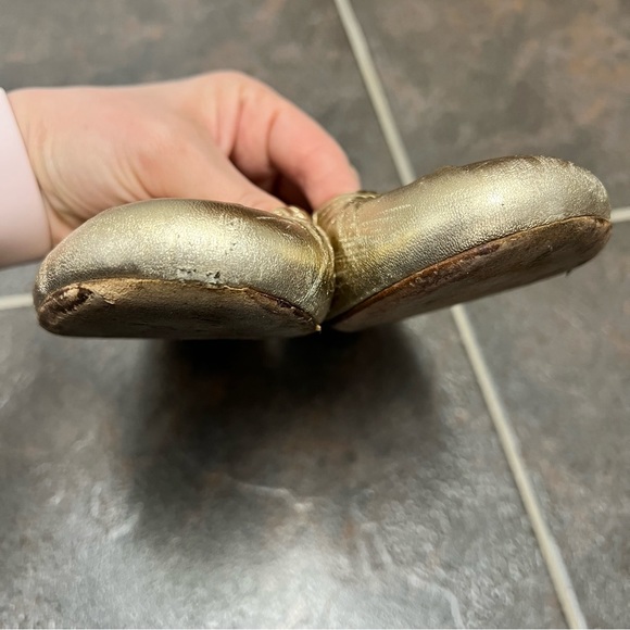 Prada Round Toe Metallic Gold Slip On Ballet Flats EU 39 - Picture 4 of 12